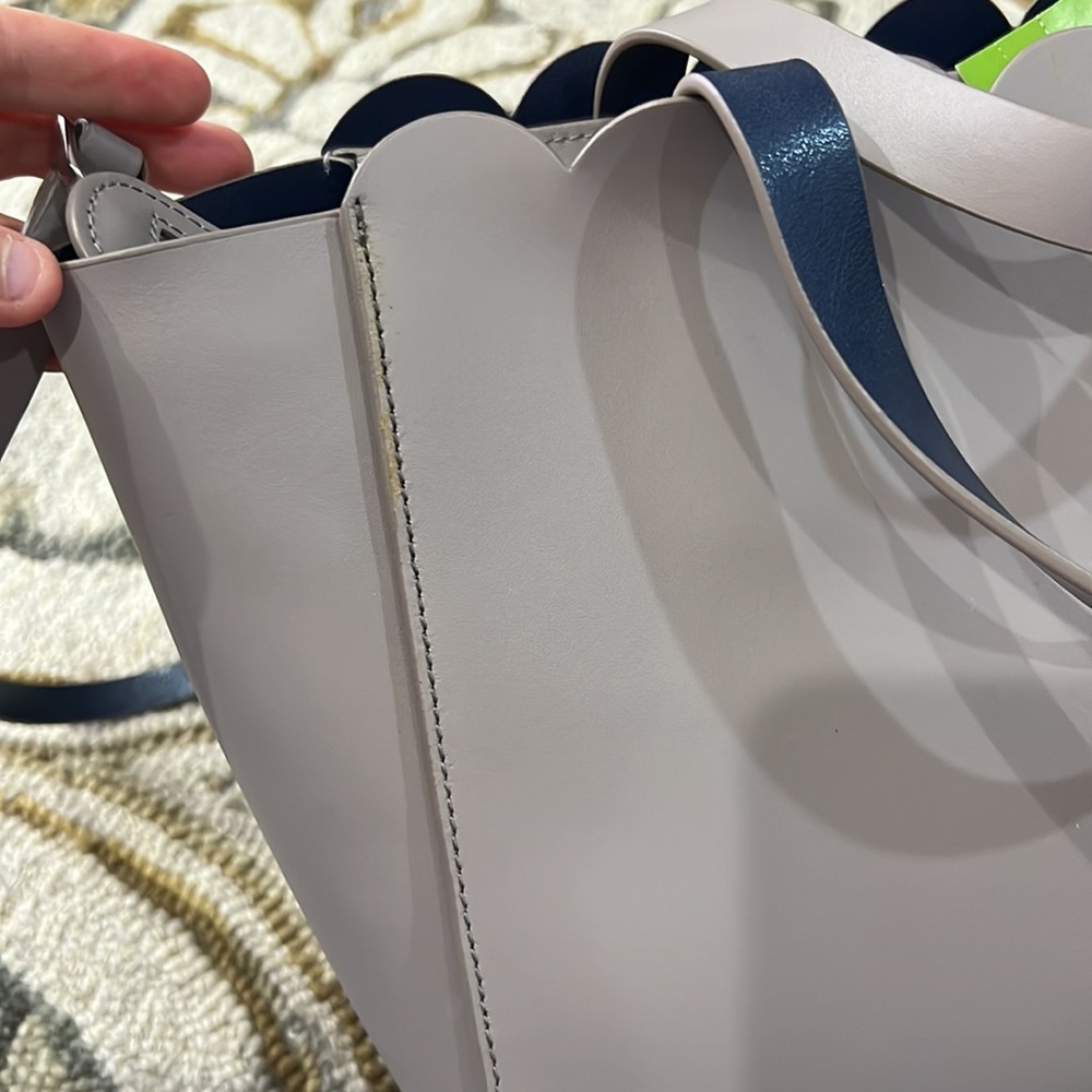 ♠️ Kate spade NWT $379 magnolia street small Mina gray blue leather satchel bag - Picture 13 of 15